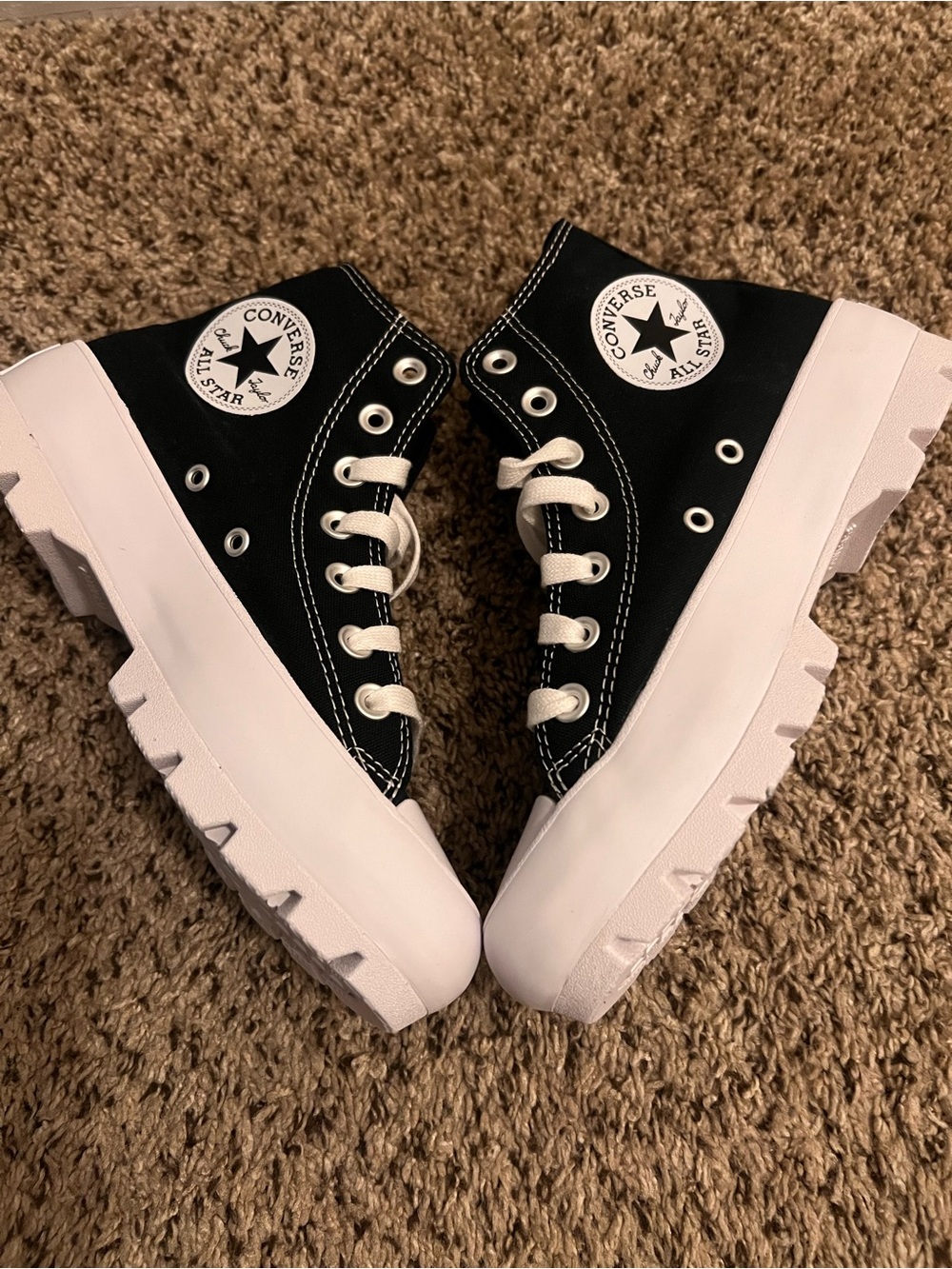 Converse Women’s Black and White High-Top Platform Sneakers